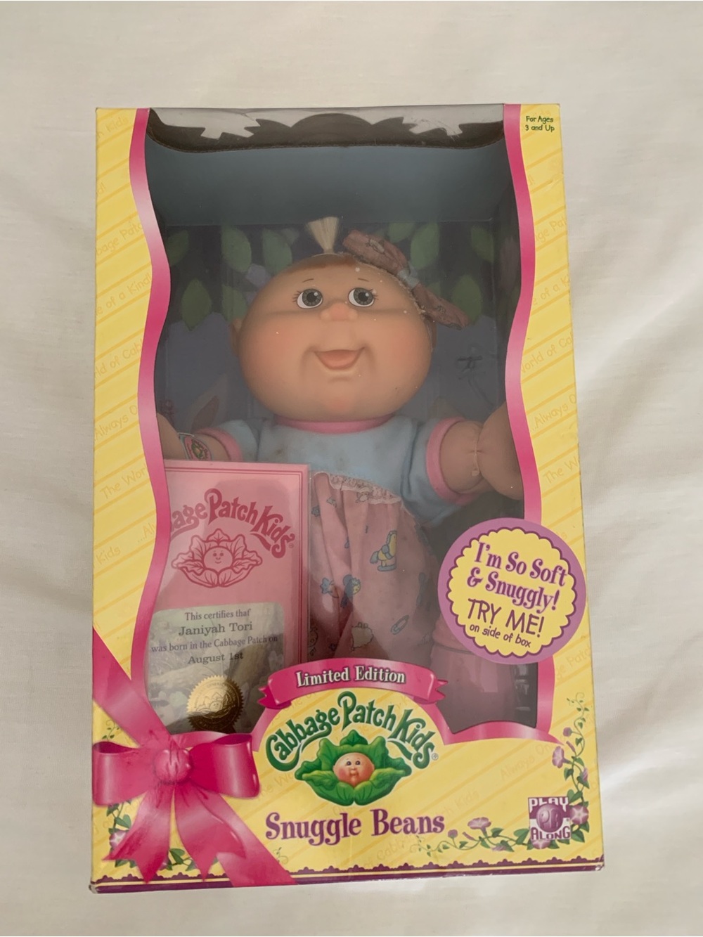 2006 Play Along Cabbage Patch Kids Snuggle Beans Janiyah Tori Doll NIB